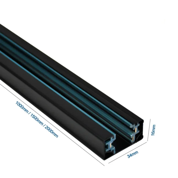 Architectural Extruded Aluminum Track Channel System for Commercial Lighting - Surface and Suspended Modular Power Rail in 1m to 3m Lengths