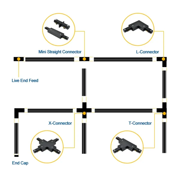 Architectural Extruded Aluminum Track Channel System for Commercial Lighting - Surface and Suspended Modular Power Rail in 1m to 3m Lengths